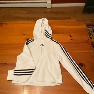 White adidas crop hoodie